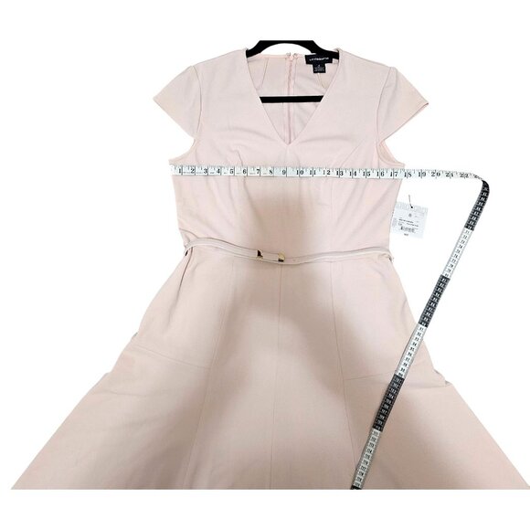 Liz Claiborne Womens Pink Short-Sleeve V-Neck Belted A-Line Dress Size 8 - Picture 11 of 14